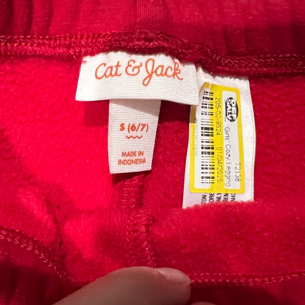Cat & Jack Girls Red Cozy Leggings | Size S (6/7) - NWOT - Picture 2 of 2